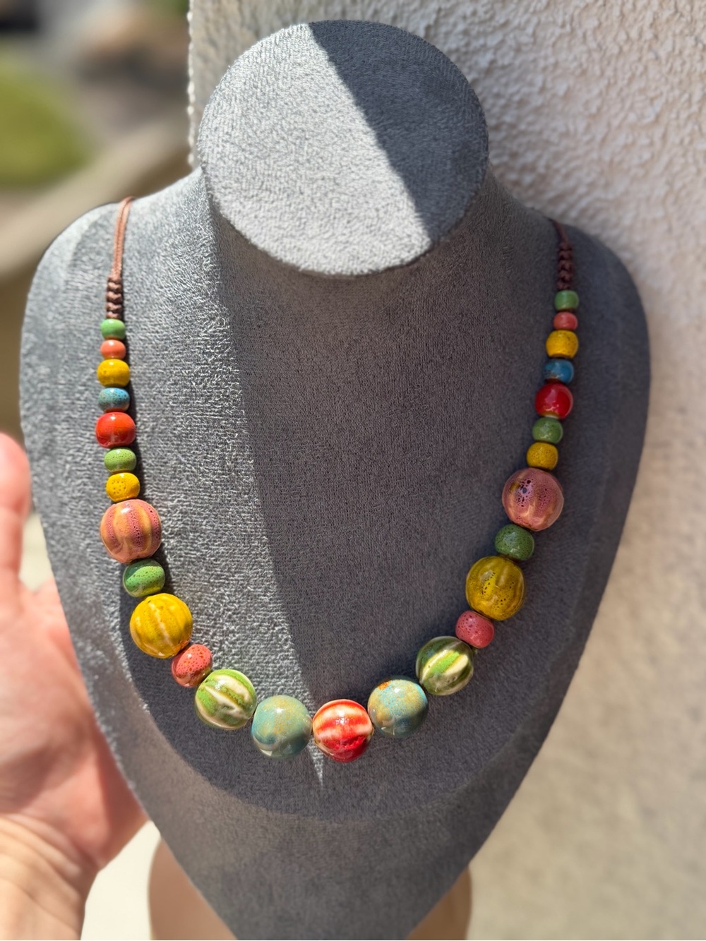 Multicolor Ceramic Beaded Necklace - Women Jewelry - Picture 3 of 4